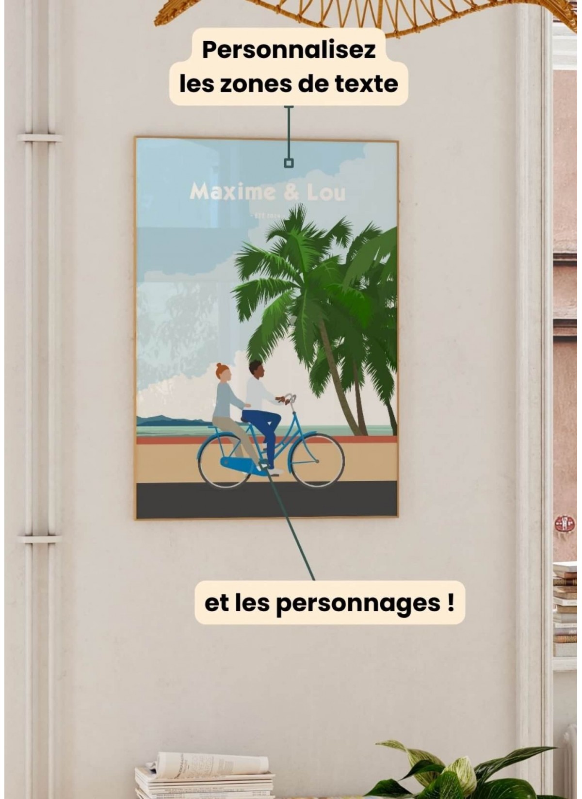 Affiche Personnalisée de Couple sur Vélo Vintage | L’AFFICHERIE