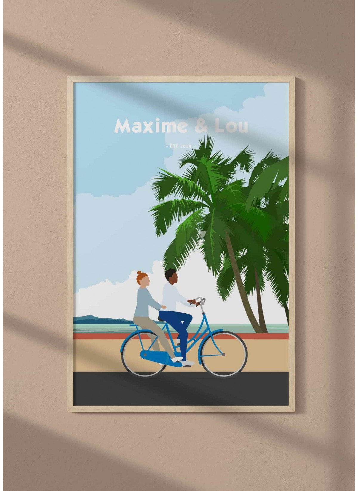 Affiche Personnalisée de Couple sur Vélo Vintage | L’AFFICHERIE
