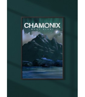 Affiche ville Chamonix-Mont-Blanc nuit