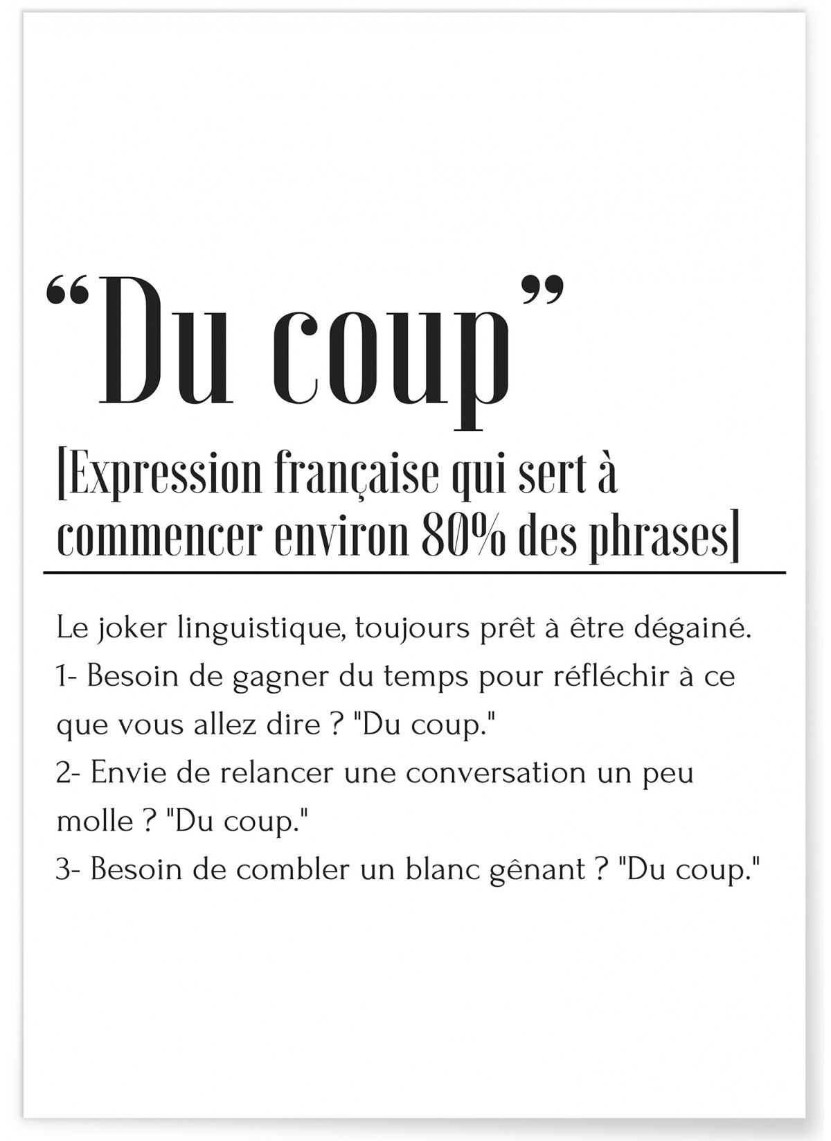 Affiche Définition "Du coup"