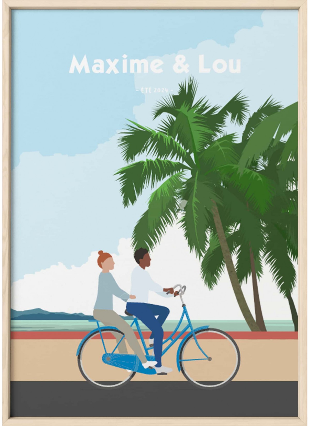Affiche Personnalisée de Couple sur Vélo Vintage | L’AFFICHERIE