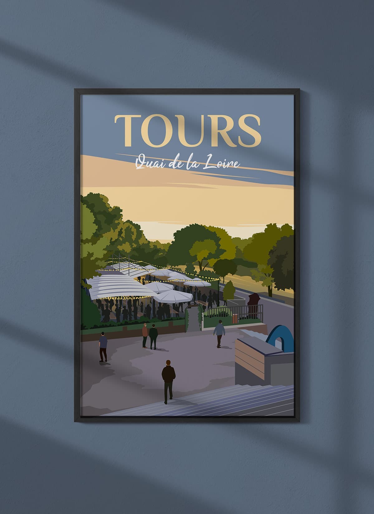 Affiche vintage ville Tours - Quai de la Loire