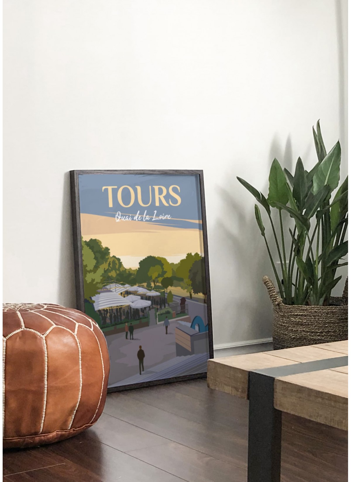 Affiche vintage ville Tours - Quai de la Loire