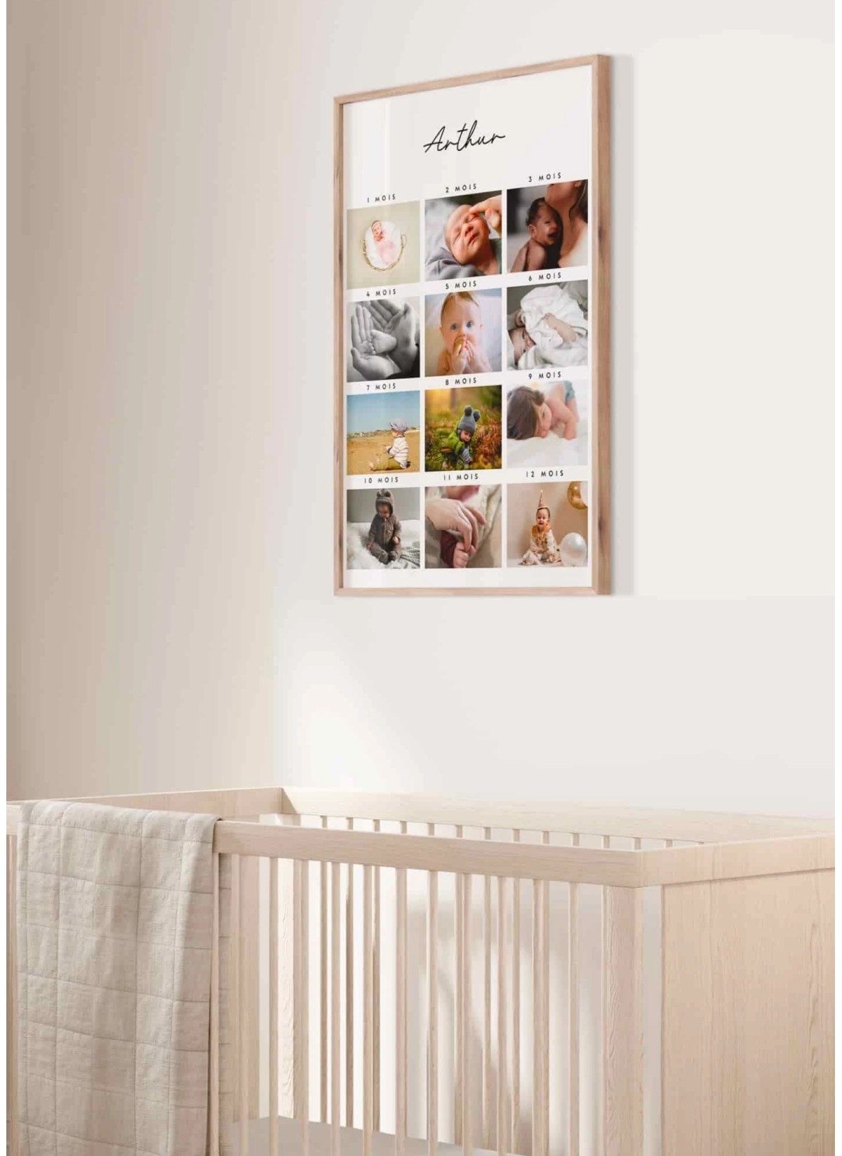 Affiche Personnalisée "Mes 12 Premiers Mois" – Immortalisez la Première Année de Bébé