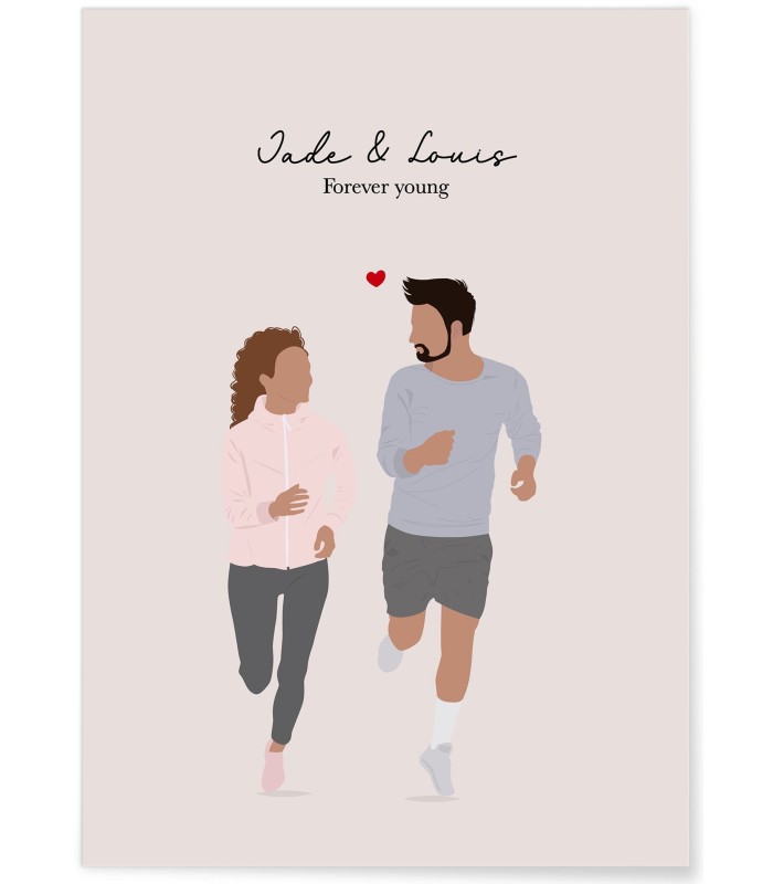 Affiche à Personnaliser - Couple de dos devant un paysage - Personnages et Texte Modifiables