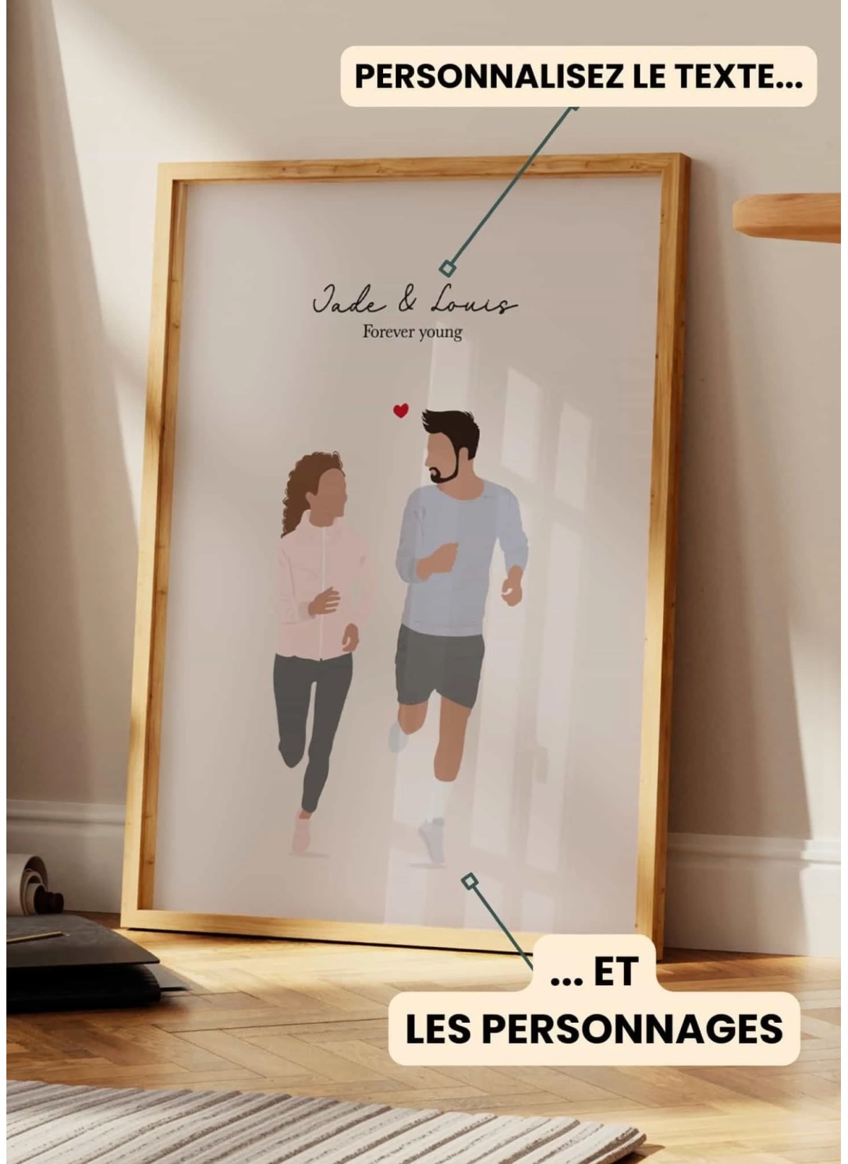 Affiche à Personnaliser - Couple de dos devant un paysage - Personnages et Texte Modifiables