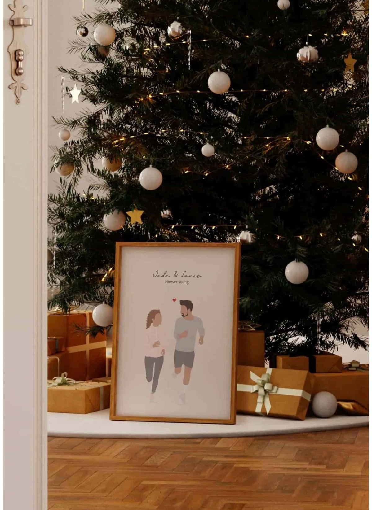 Affiche à Personnaliser - Couple de dos devant un paysage - Personnages et Texte Modifiables