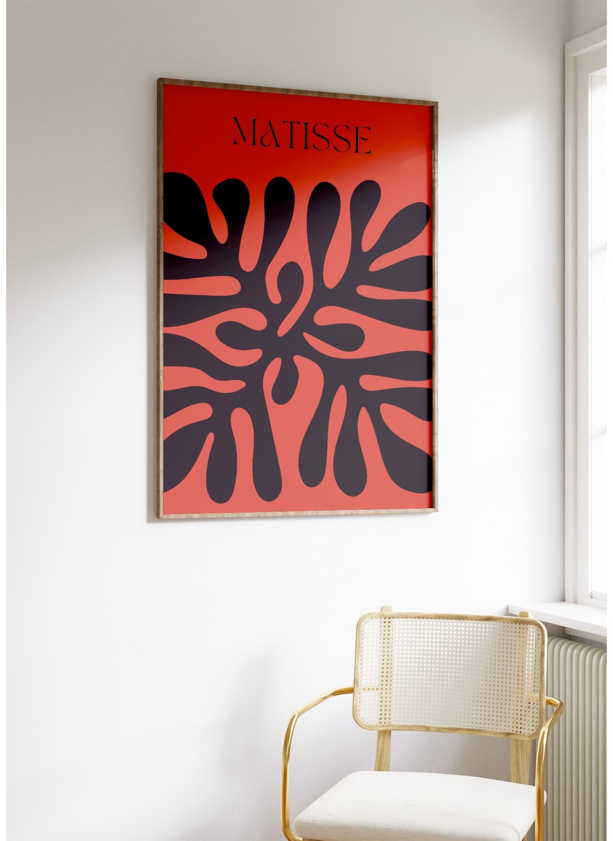 Affiche Matisse minimaliste – Motif organique noir et rouge
