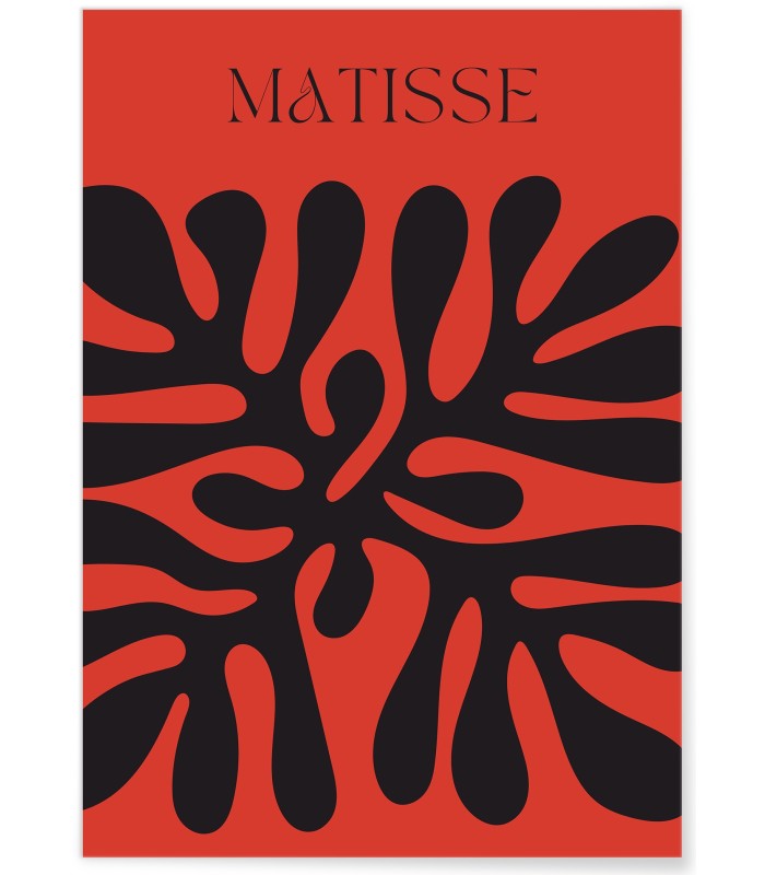 Affiche Matisse minimaliste – Motif organique noir et rouge