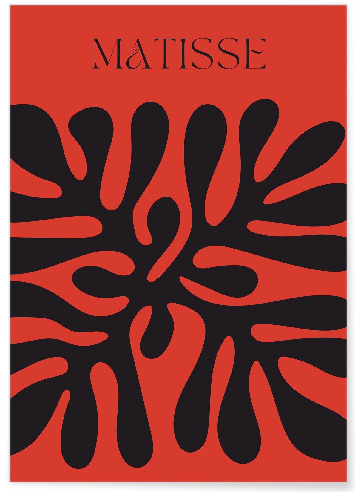 Affiche Matisse minimaliste – Motif organique noir et rouge
