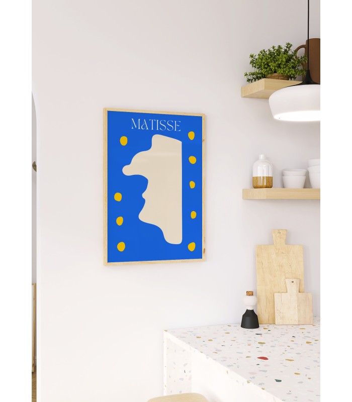 Affiche Matisse "Profil Abstrait" – Bleu et crème