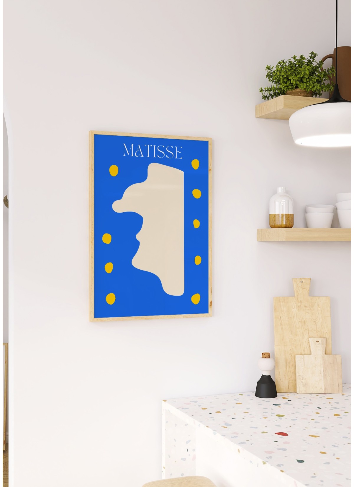 Affiche Matisse "Profil Abstrait" – Bleu et crème