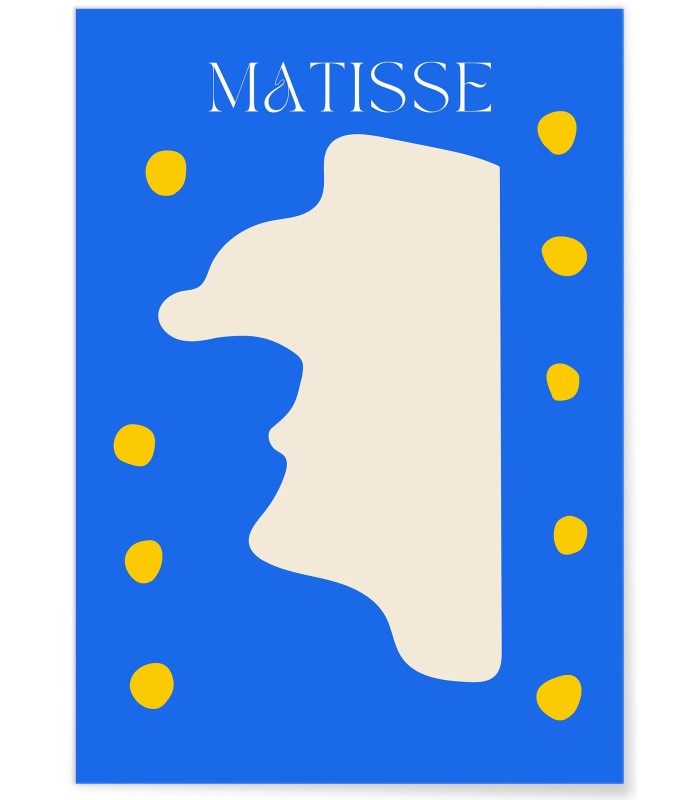 Affiche Matisse "Profil Abstrait" – Bleu et crème