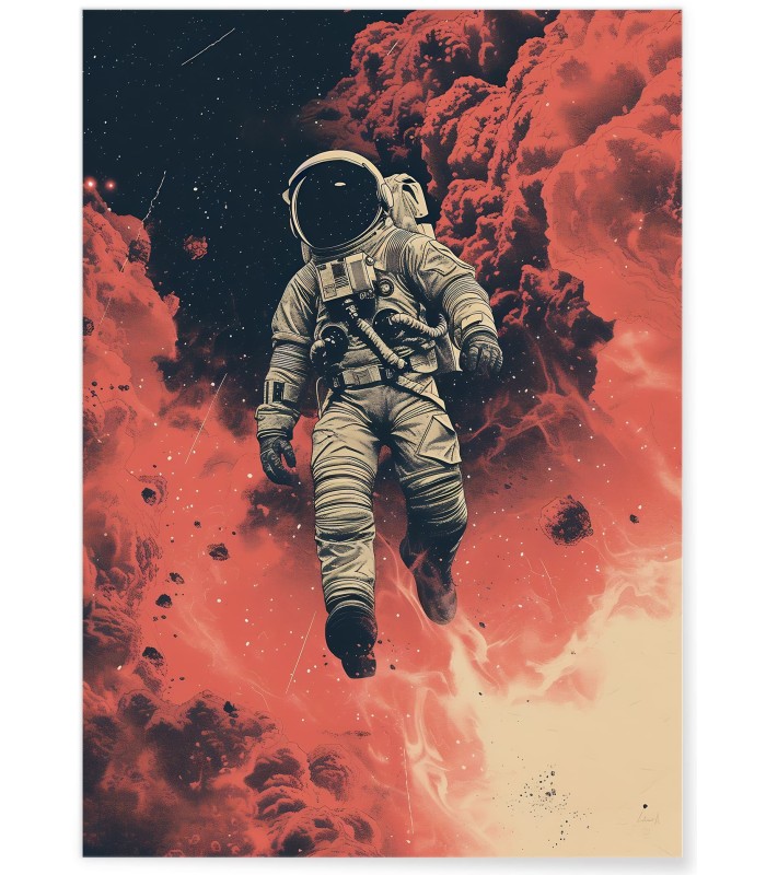 Affiche Astronaute et Nuages Cosmiques