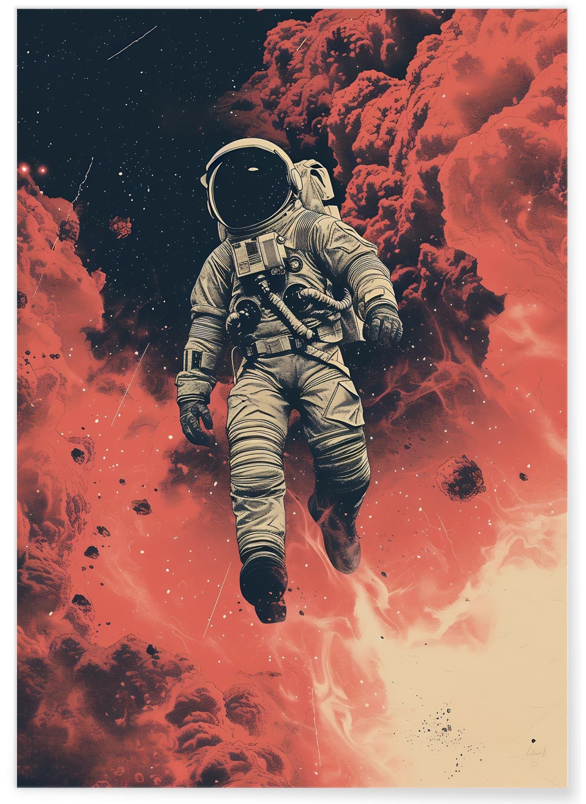 Affiche Astronaute et Nuages Cosmiques