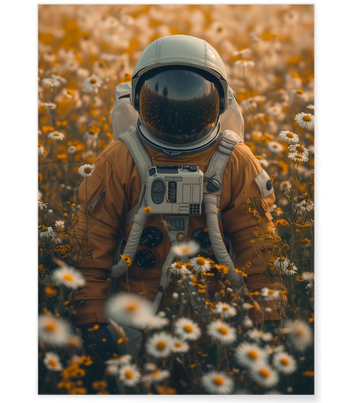 Affiche Astronaute dans un Champ de Fleurs