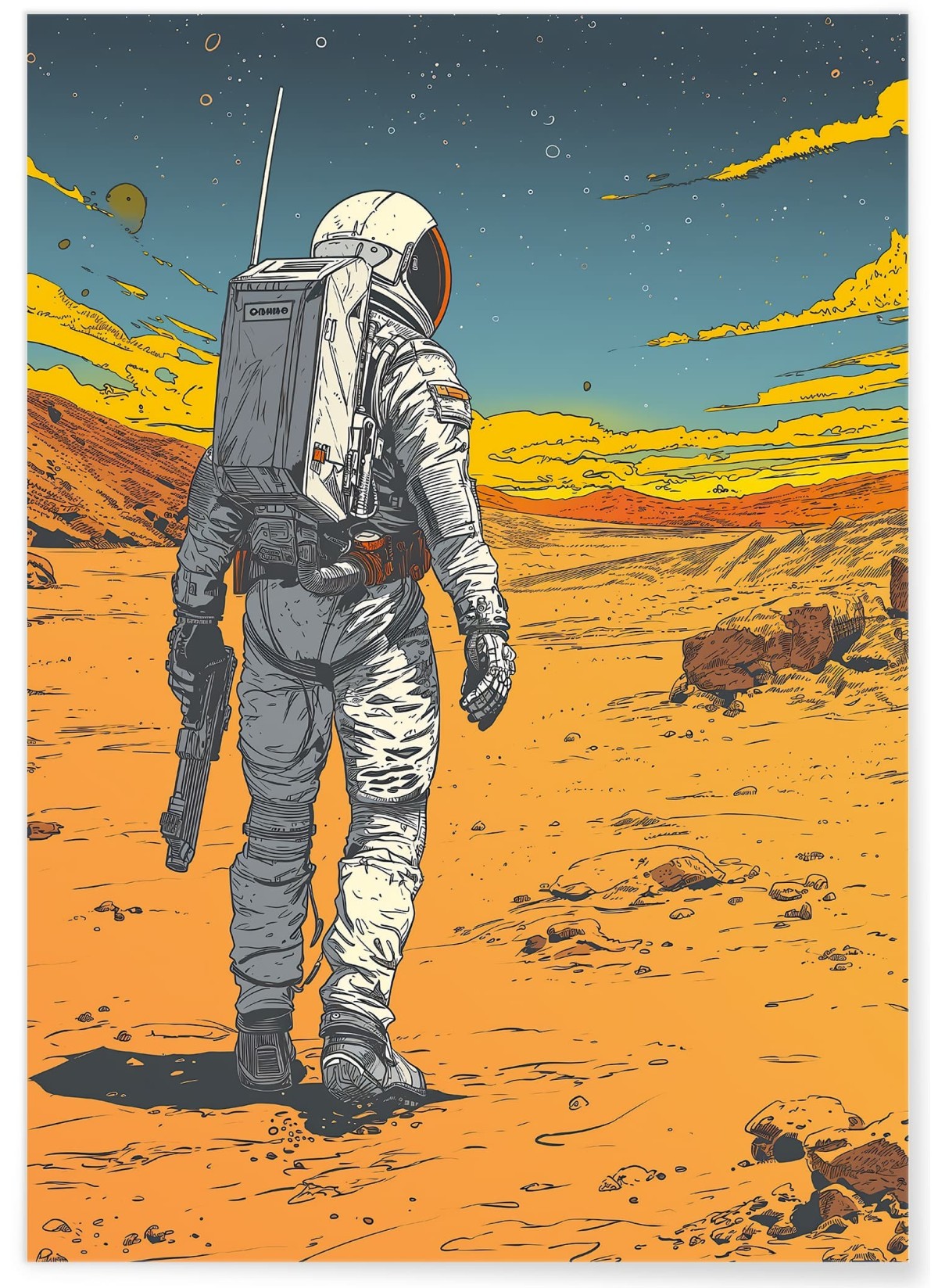 Affiche Astronaute explorant un Désert