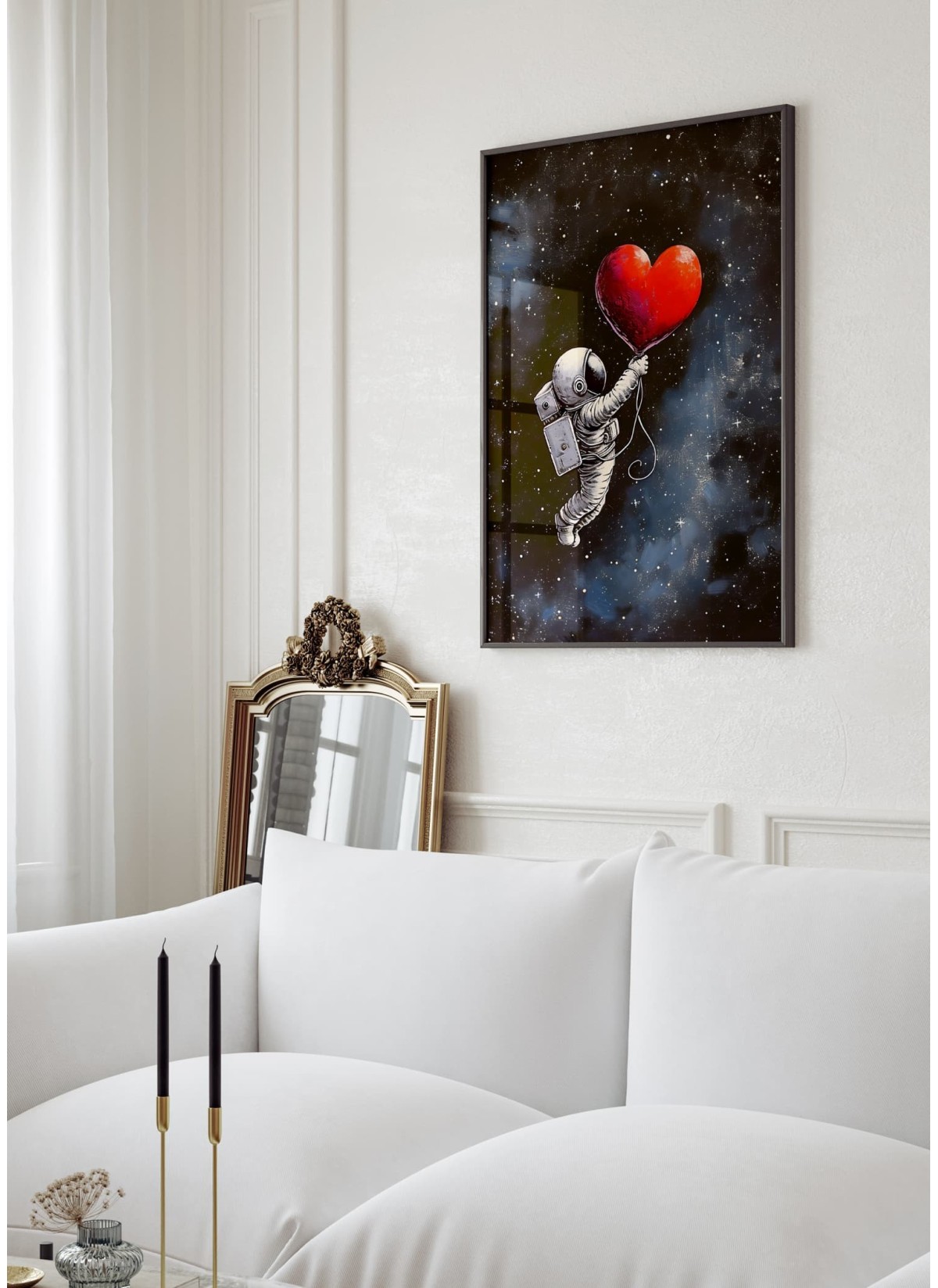 Affiche Astronaute et Ballon en Coeur