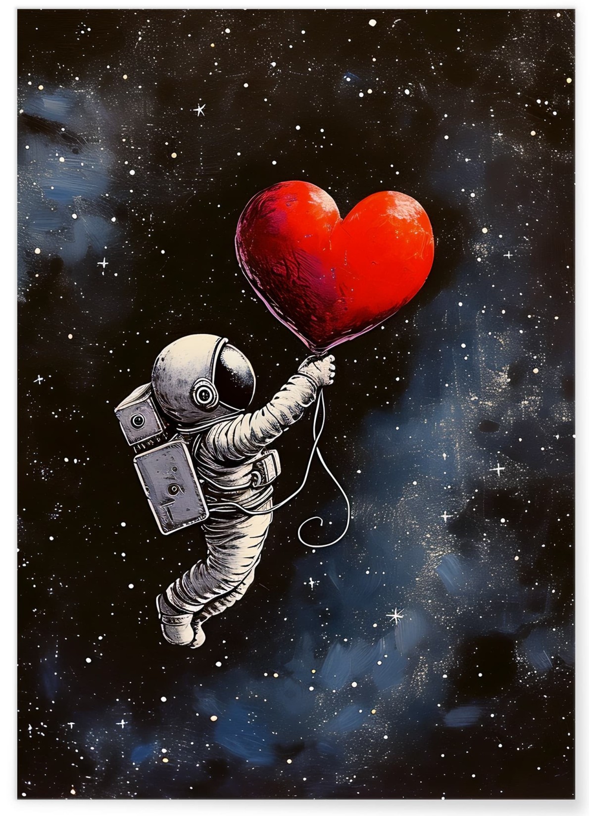 Affiche Astronaute et Ballon en Coeur