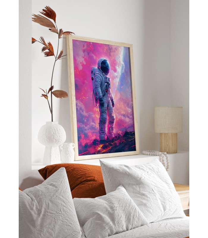 Affiche Astronaute dans un Univers Rose