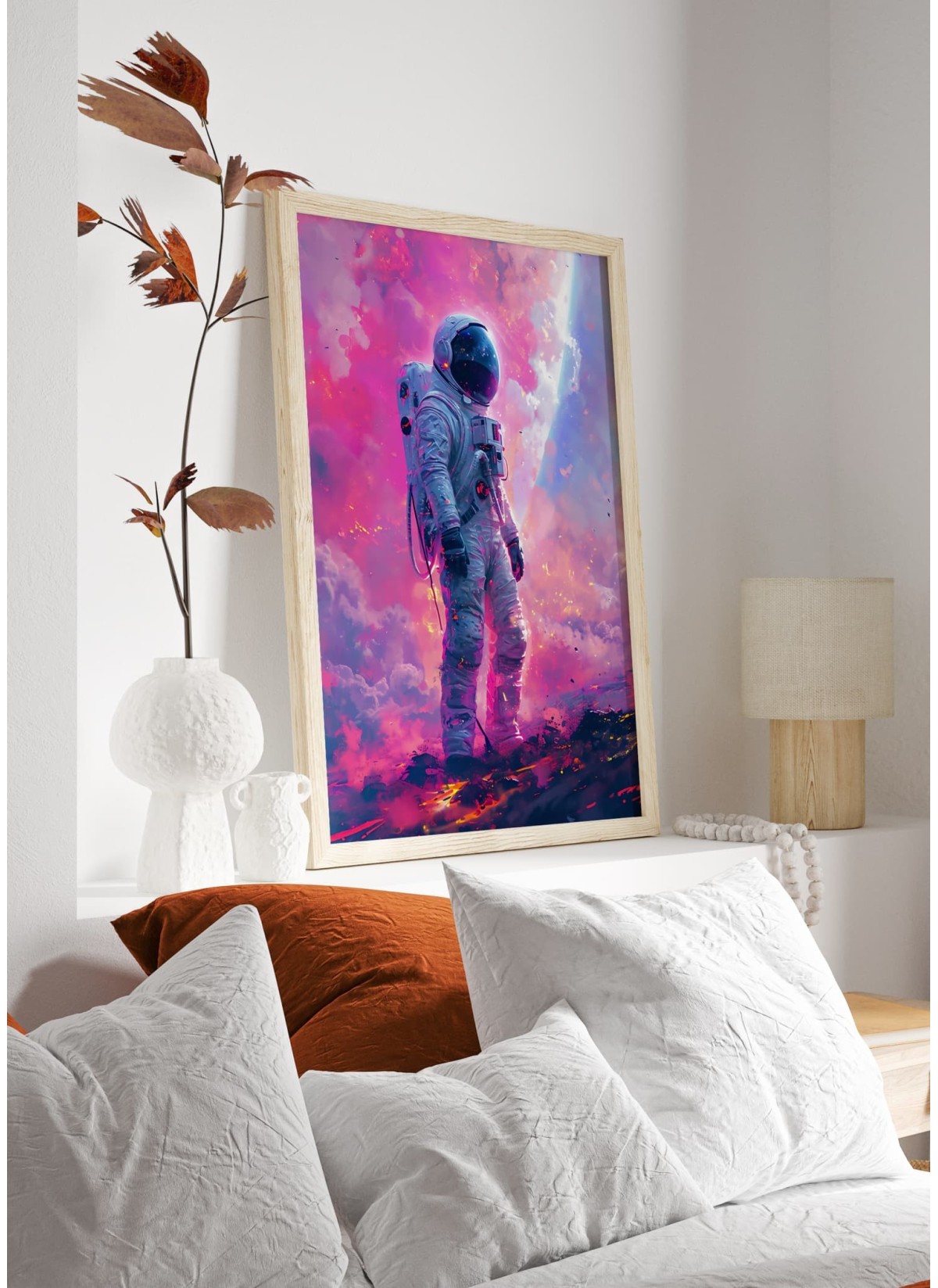 Affiche Astronaute dans un Univers Rose
