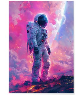 Affiche Astronaute dans un Univers Rose