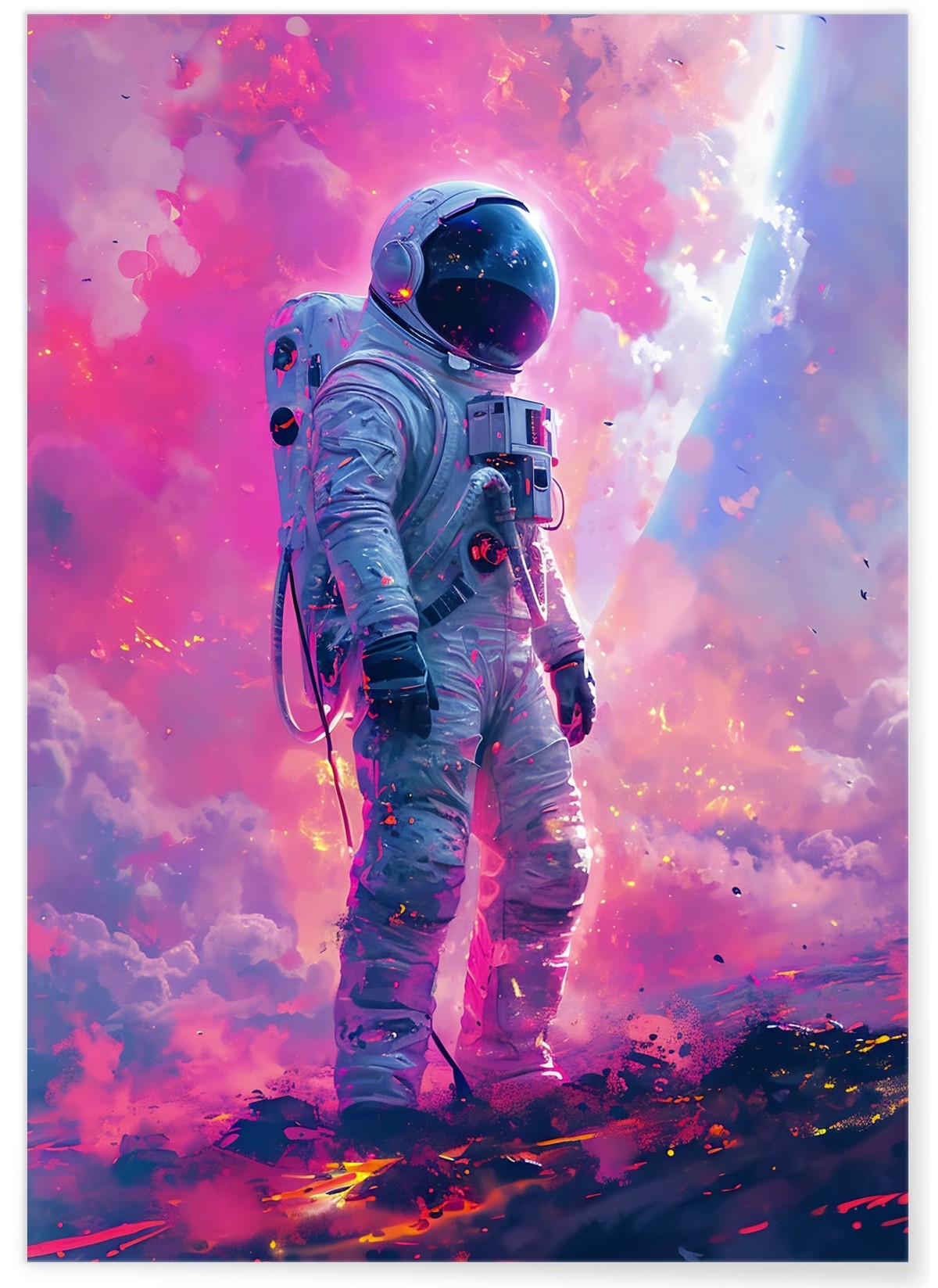 Affiche Astronaute dans un Univers Rose