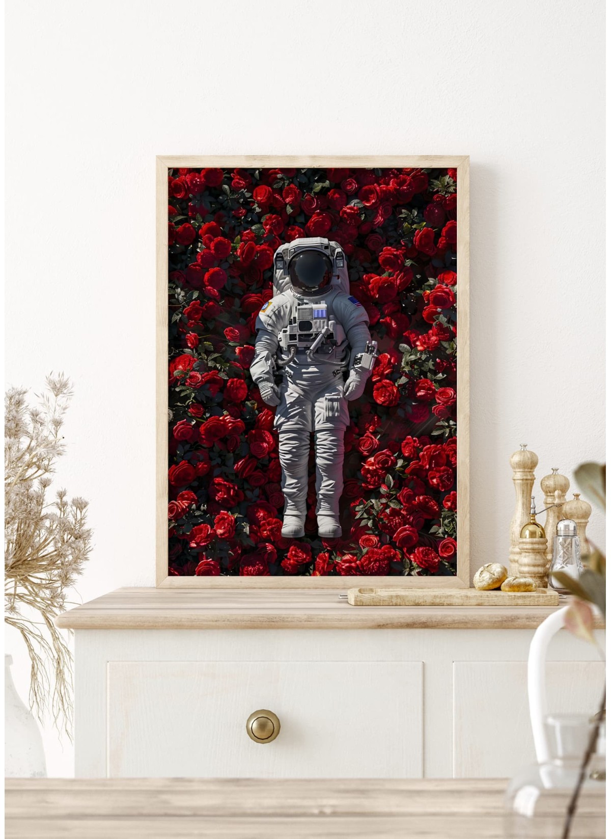 Affiche Astronaute parmi les Roses