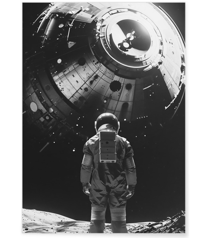 Affiche Astronaute et Station Spatiale