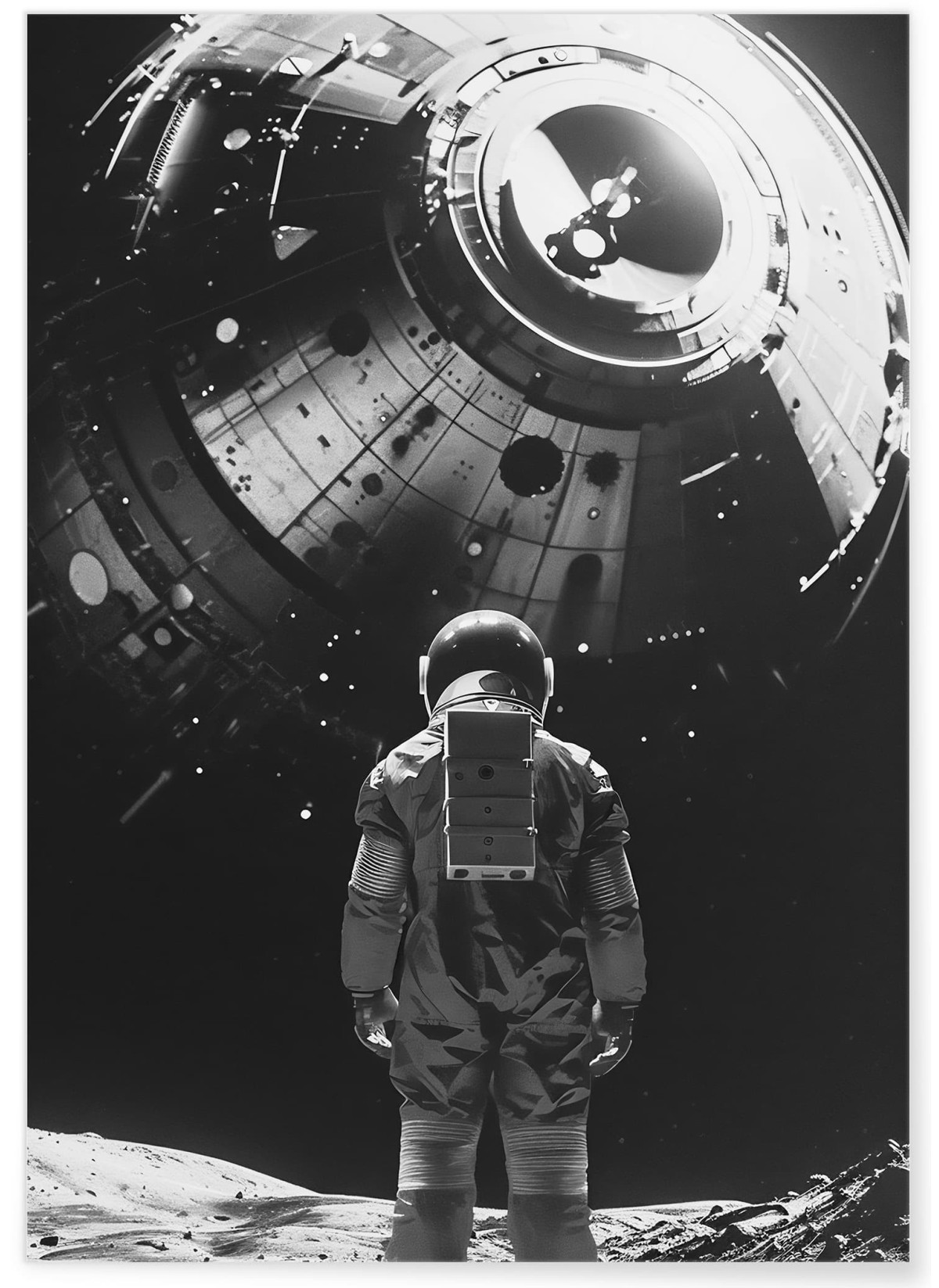 Affiche Astronaute et Station Spatiale