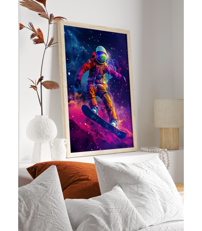 Affiche Astronaute en Snowboard Cosmique