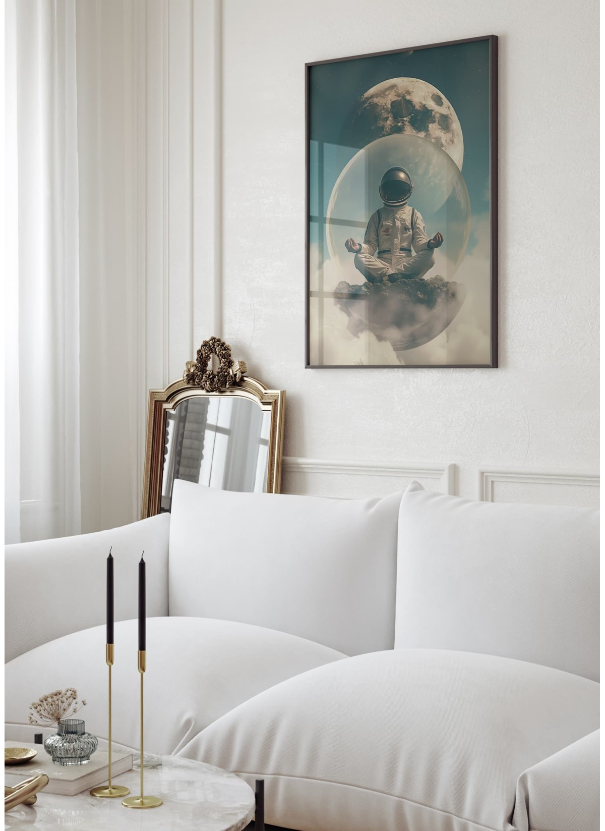 Affiche Astronaute Méditant dans l'Espace