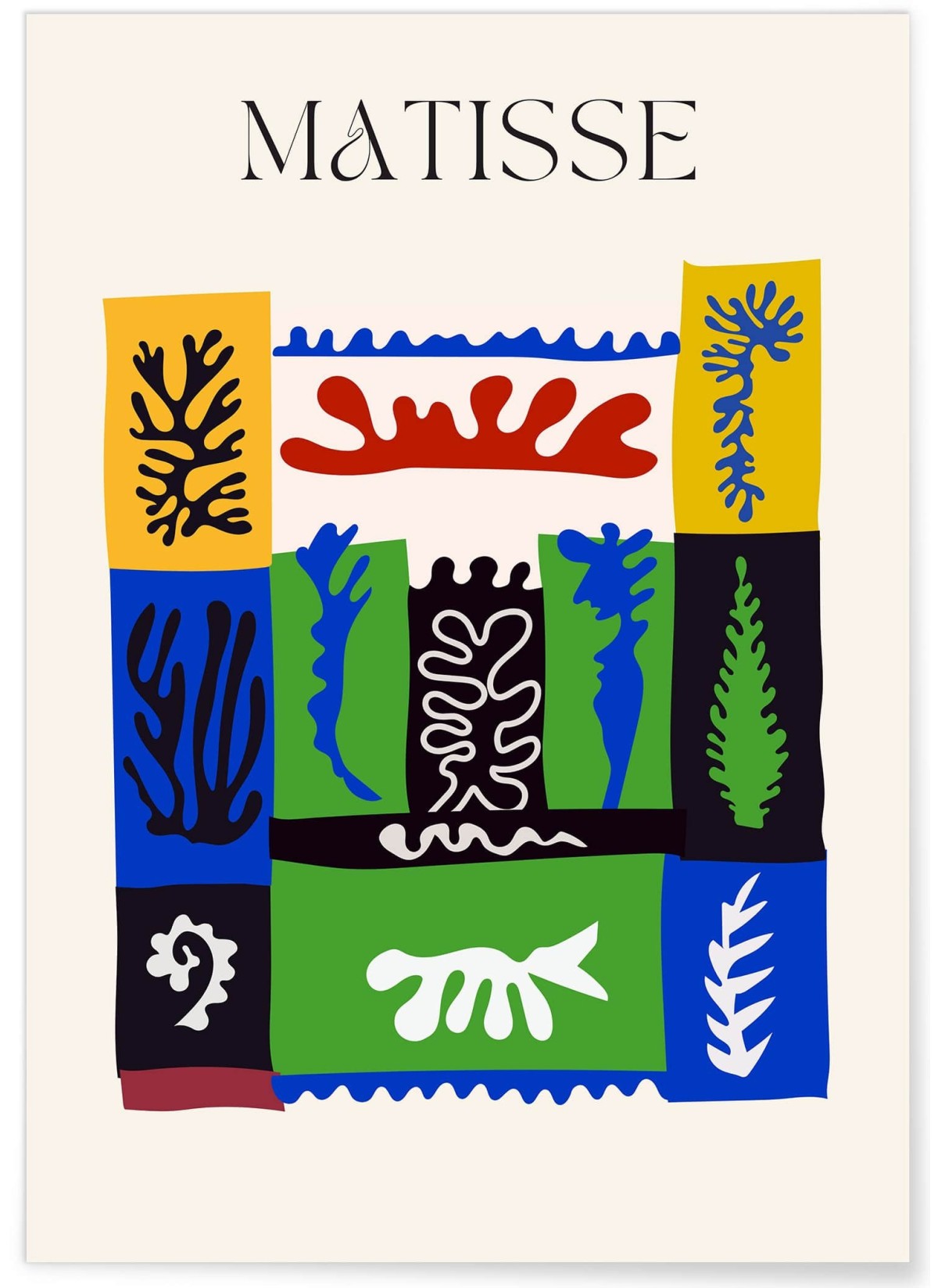 Affiche Matisse "Composition Abstraite" – Bleu, rouge et noir