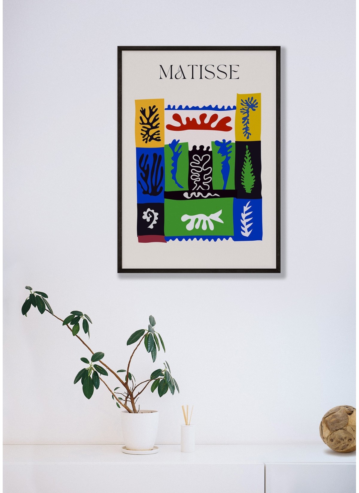 Affiche Matisse "Composition Abstraite" – Bleu, rouge et noir