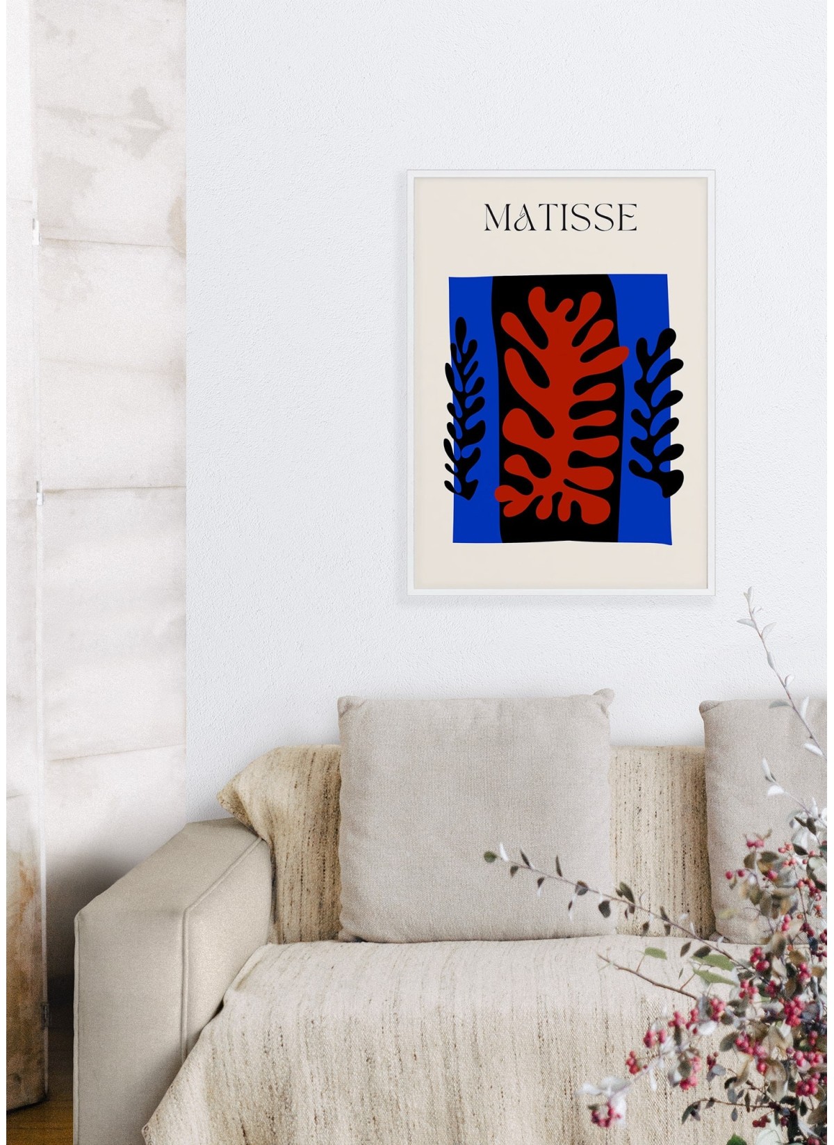 Affiche Matisse "Feuillage Abstrait" – Bleu, rouge et noir