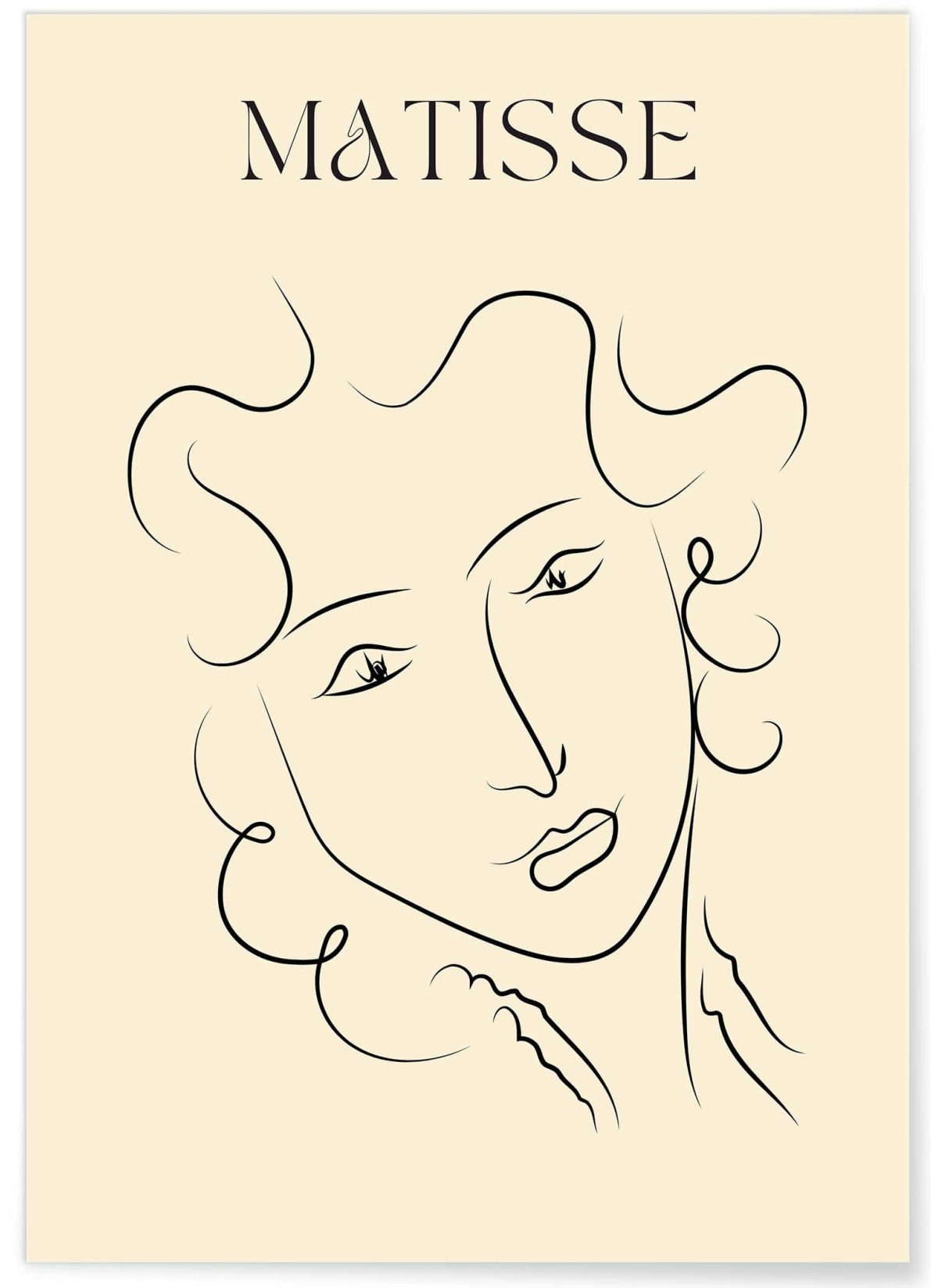Affiche Matisse "Femme Abstraite" – Visage en trait continu