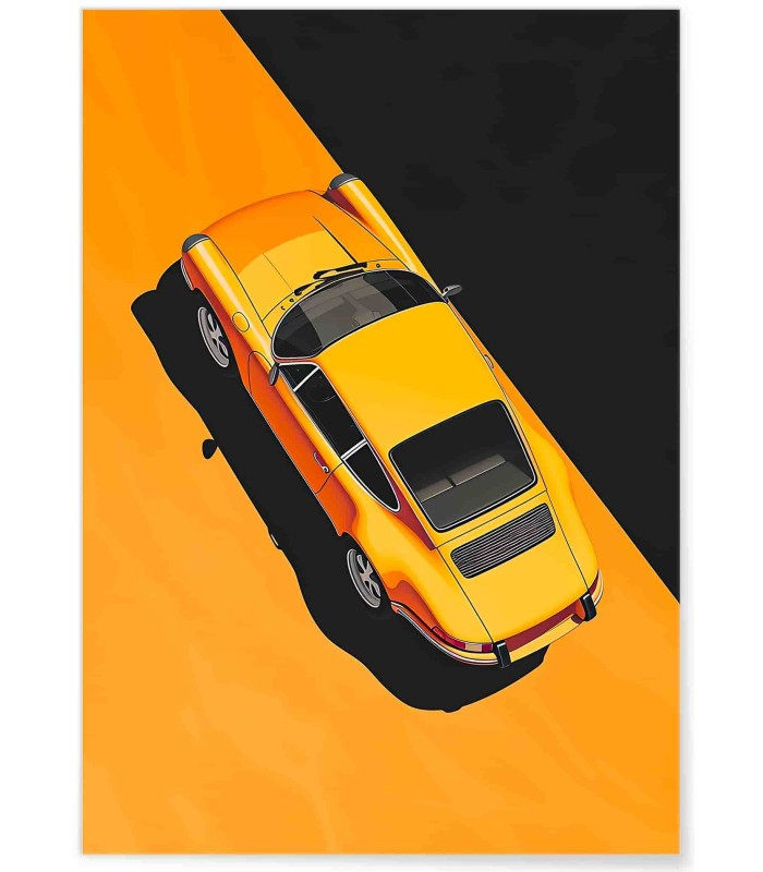 Affiche Porsche 911 jaune rétro | L’Afficherie