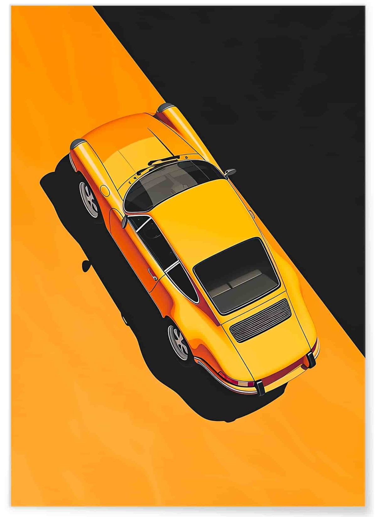 Affiche Porsche 911 jaune rétro | L’Afficherie