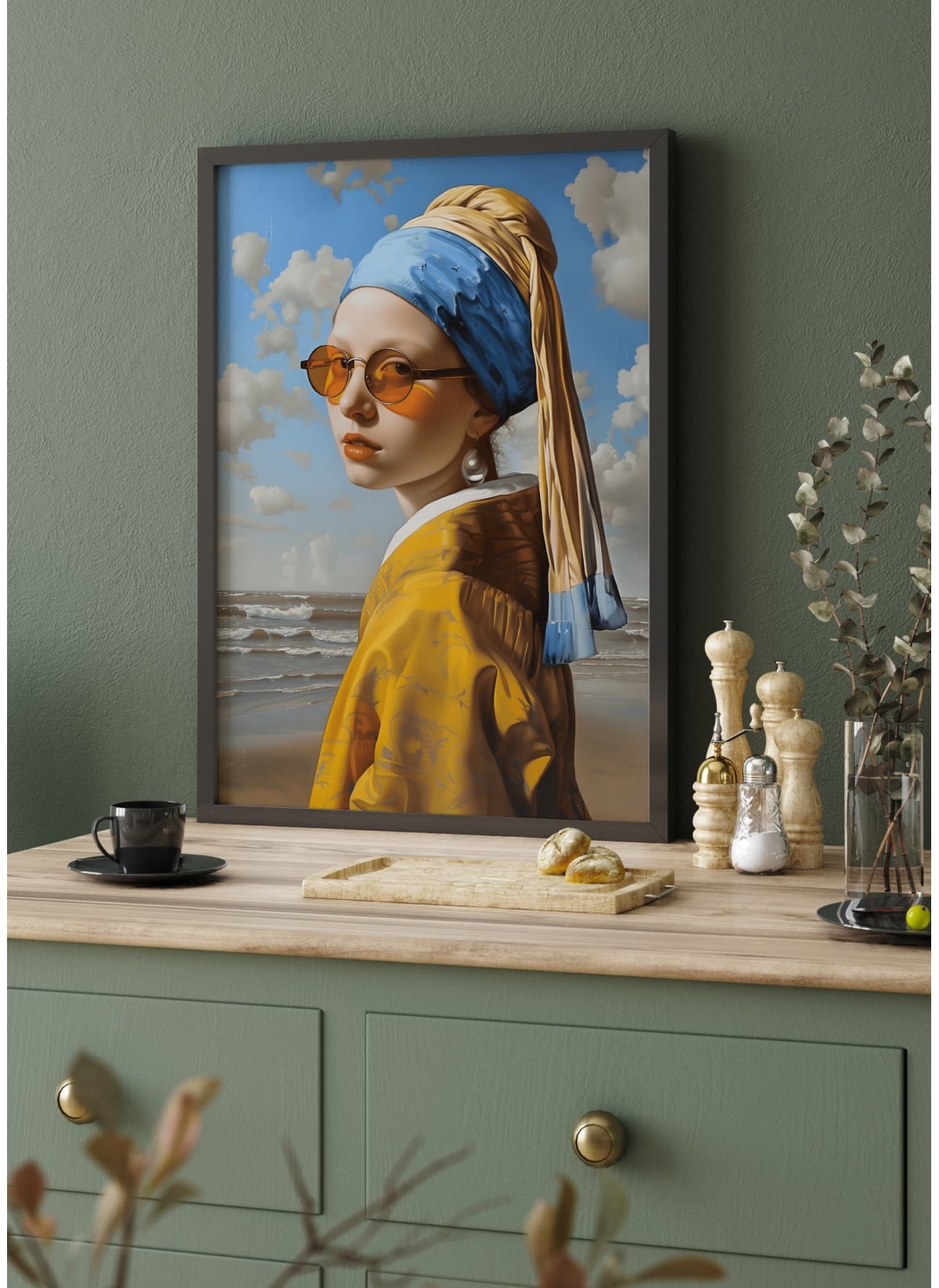 Affiche Jeune Fille avec Perle Moderne