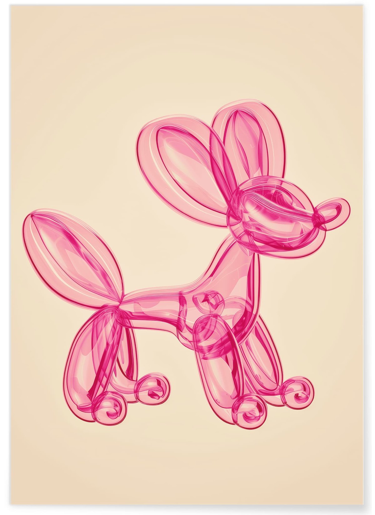 Affiche Ballon Chien Rose