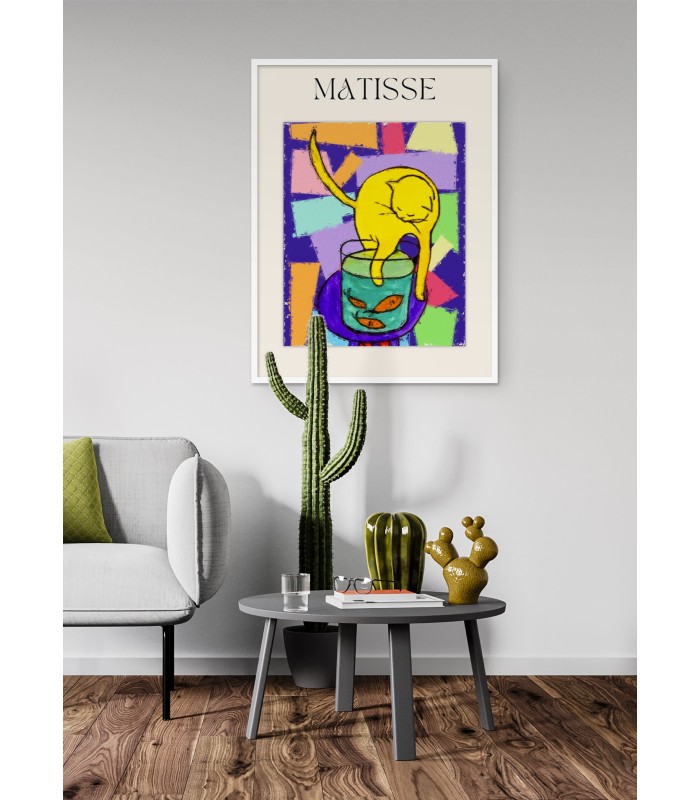 Affiche Matisse - Chat Curieux et Poissons