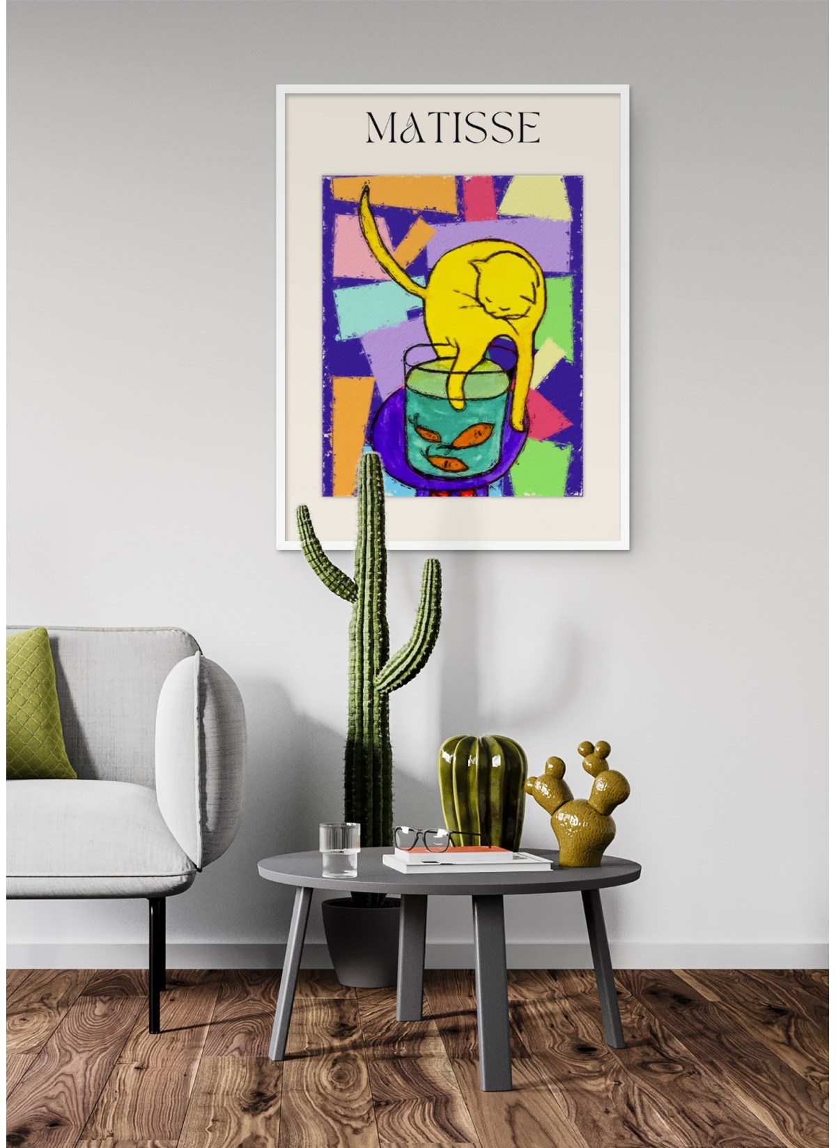 Affiche Matisse - Chat Curieux et Poissons