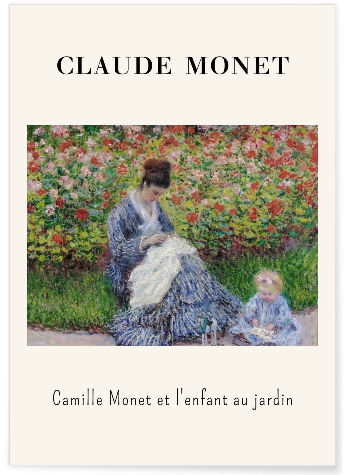 Affiche Claude Monet - Camille Monet et l'enfant au jardin