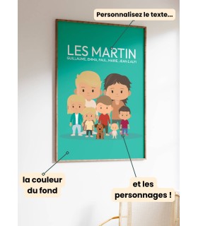 Affiche Famille Cartoon personnalisée