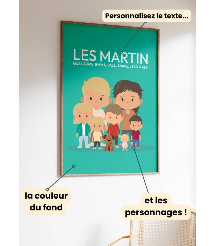 Affiche Famille Cartoon personnalisée