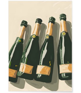 Affiche Bouteilles de champagne