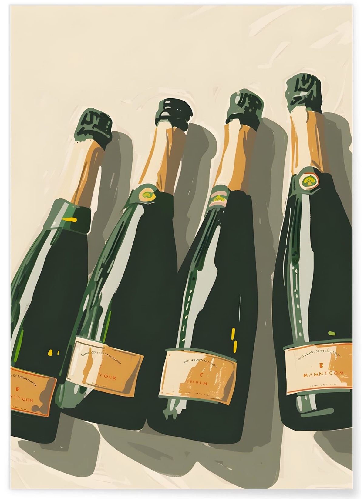 Affiche Bouteilles de champagne
