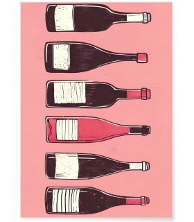 Affiche Illustrations bouteilles vin