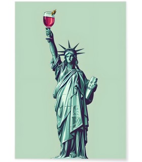 Affiche Statue liberté & vin