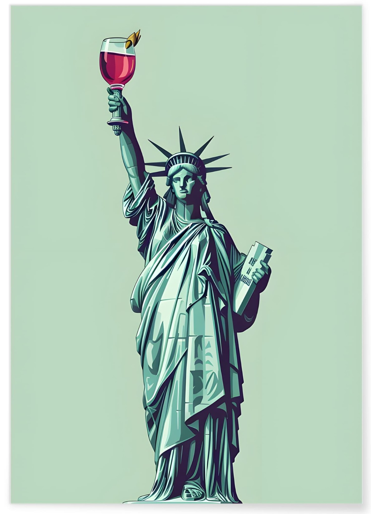 Affiche Statue liberté & vin